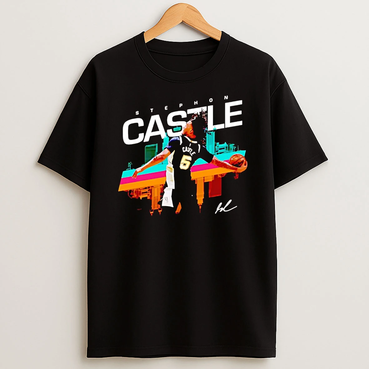 Stephon Castle Layups Skyline San Antonio Spurs Shirts