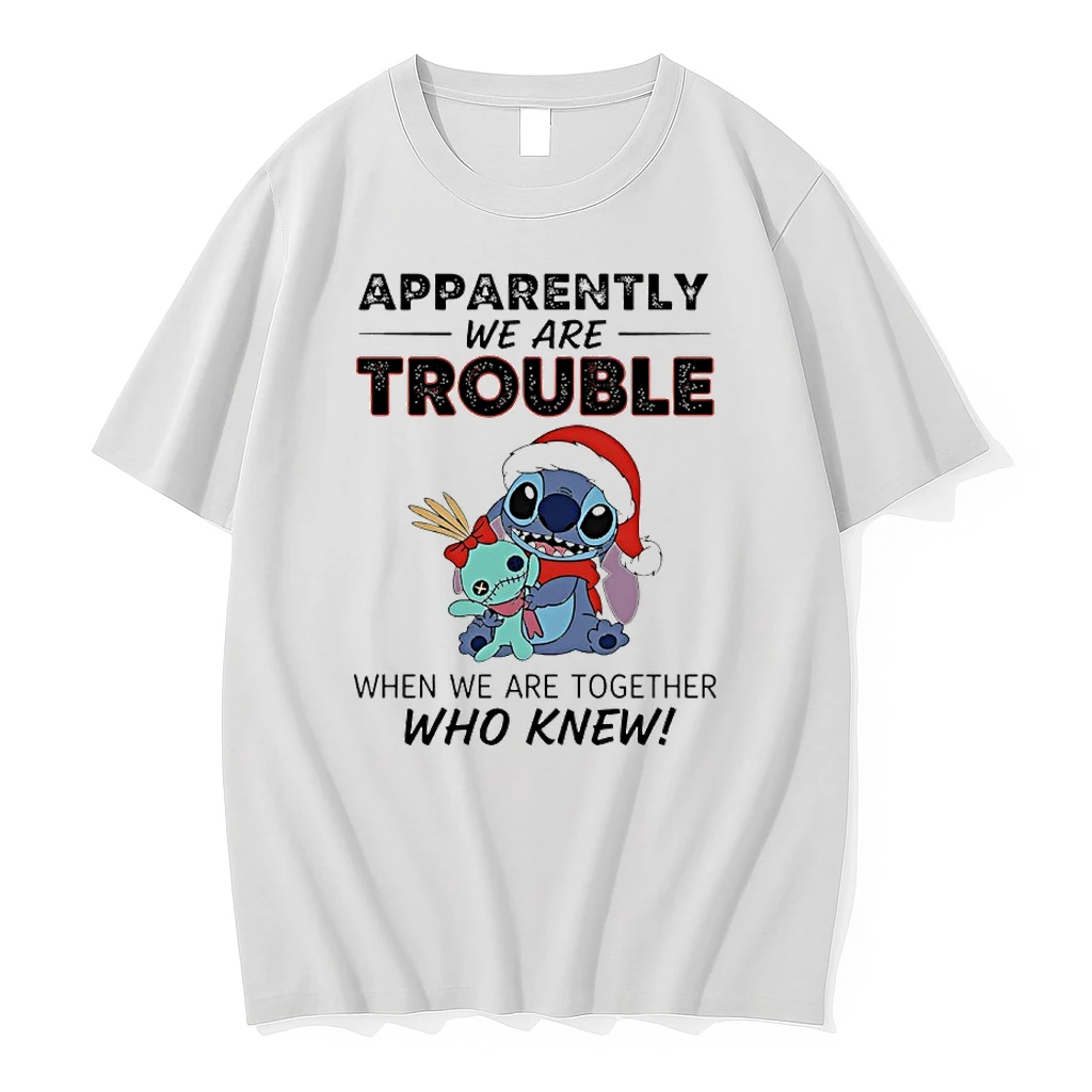 Stitch Christmas 2025 Apparently We Are Trouble When We Are Together Who Knew Shirts
