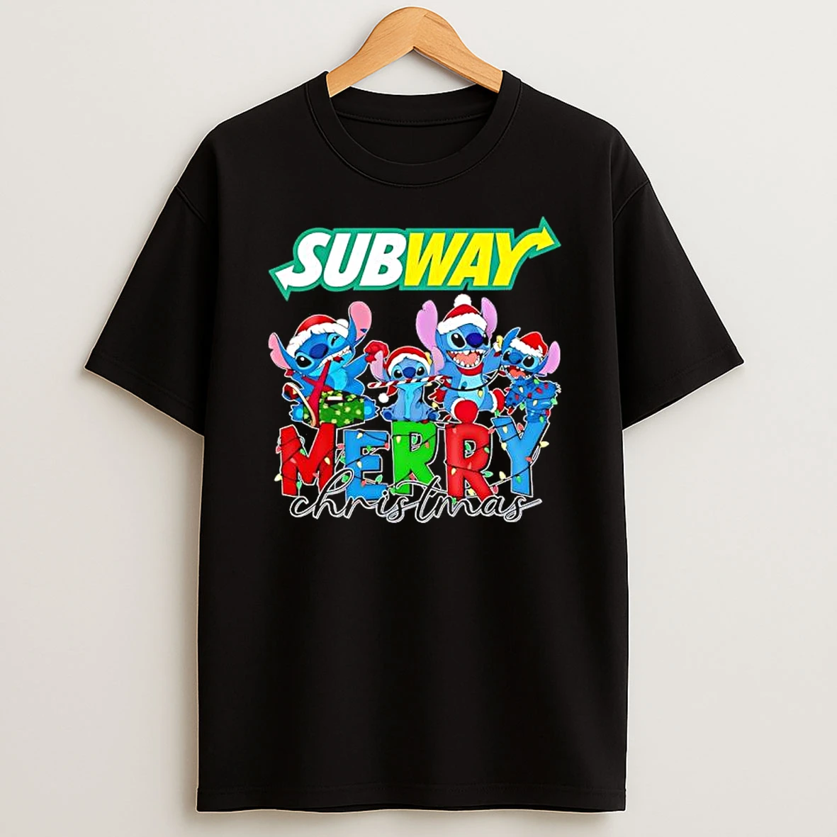Stitch Merry Christmas X Subways Logo Shirts