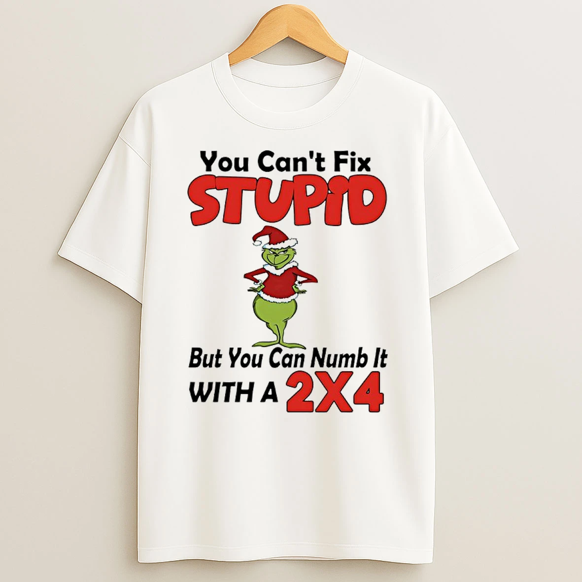 Stitch Santa 2025 You Cant Fix Stupid But You Can Numb It With A 2x4 Shirts