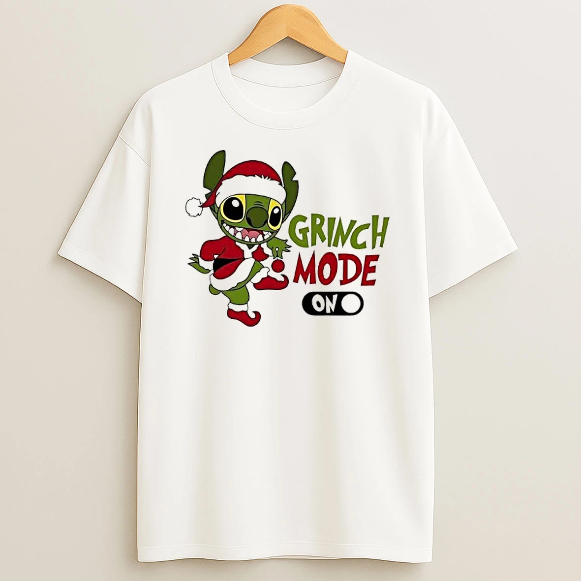 Stitch Santa Suit Grinch Mode On Shirts