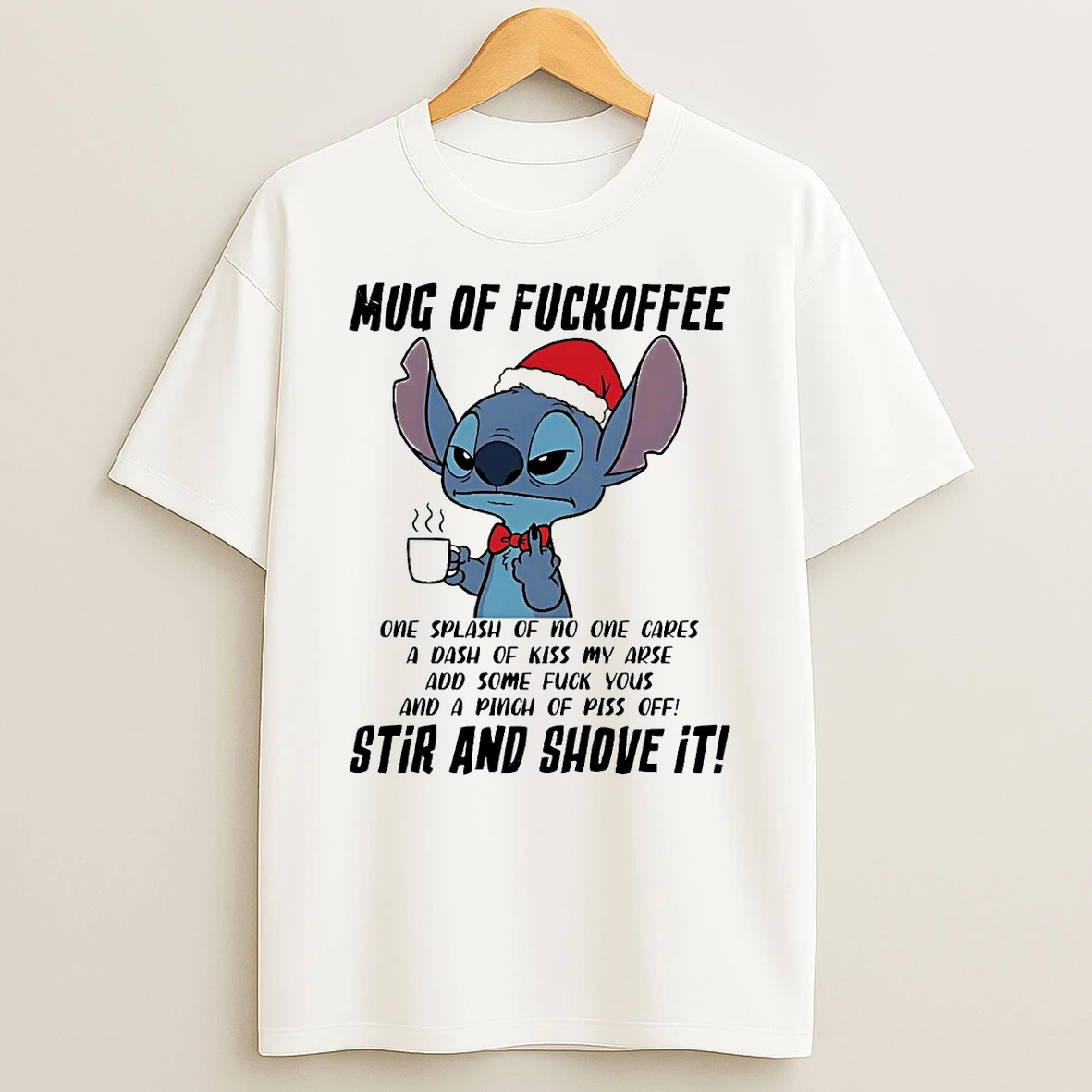 Stitch Of Fuckoffee Stir And Shove It Christmas Shirts