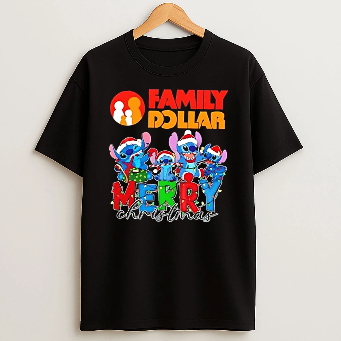 Stitch X Family Dollar Merry Christmas Shirts
