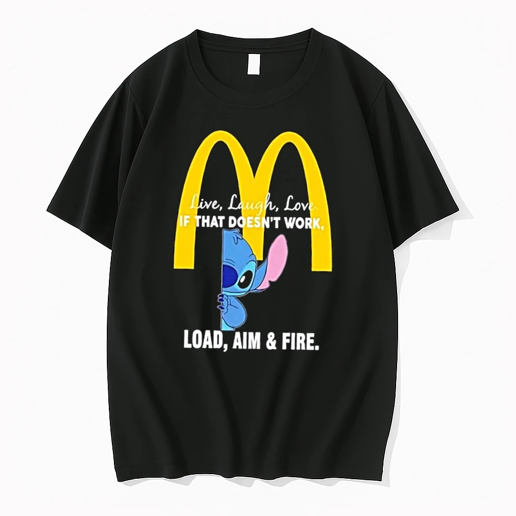 Stitch X Mcdonalds Live Laugh Love If That Doesnt Work Load Aim And Fire Shirts