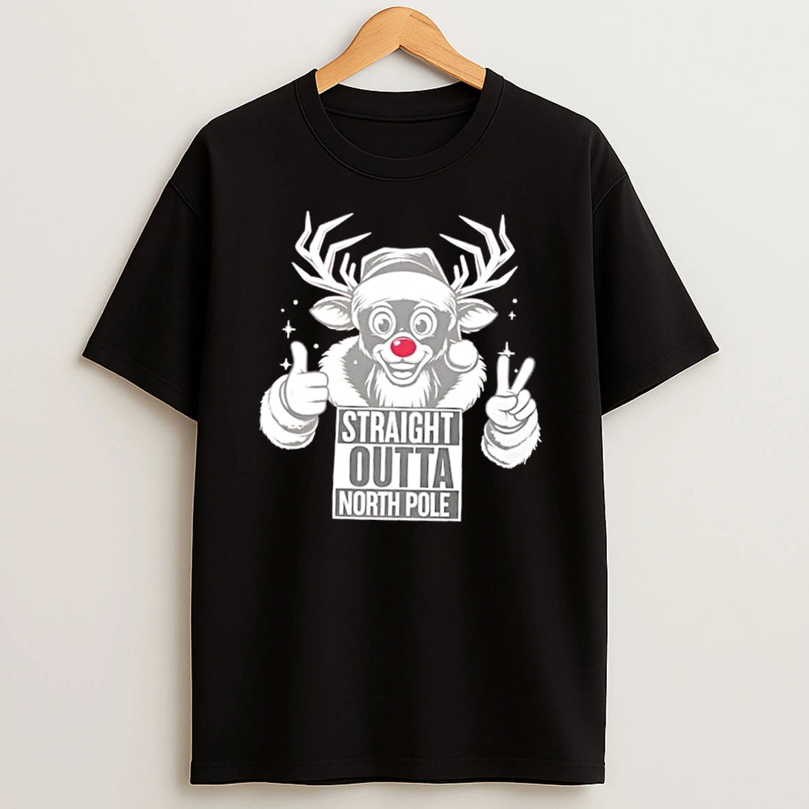 Straight Outta North Pole Reindeer Christmas Shirts