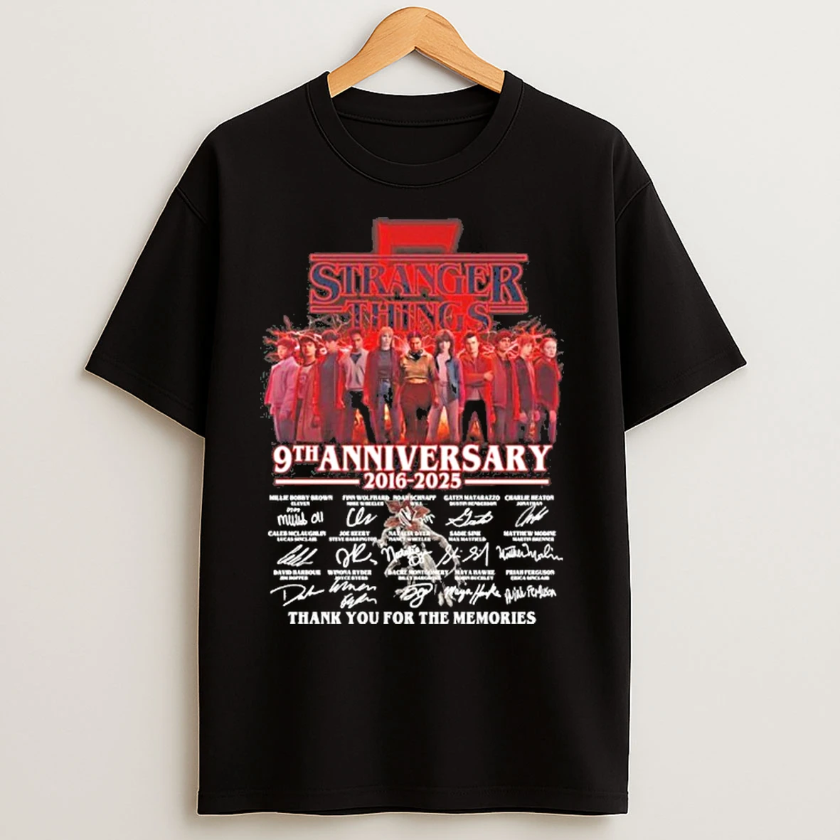Stranger Things 9th Anniversary 2016 2025 Signature Thank You For The Memories T Shirts