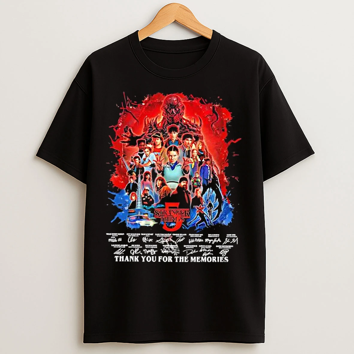 Stranger Things 9th Anniversary Signatures Thank You For The Memories T Shirts
