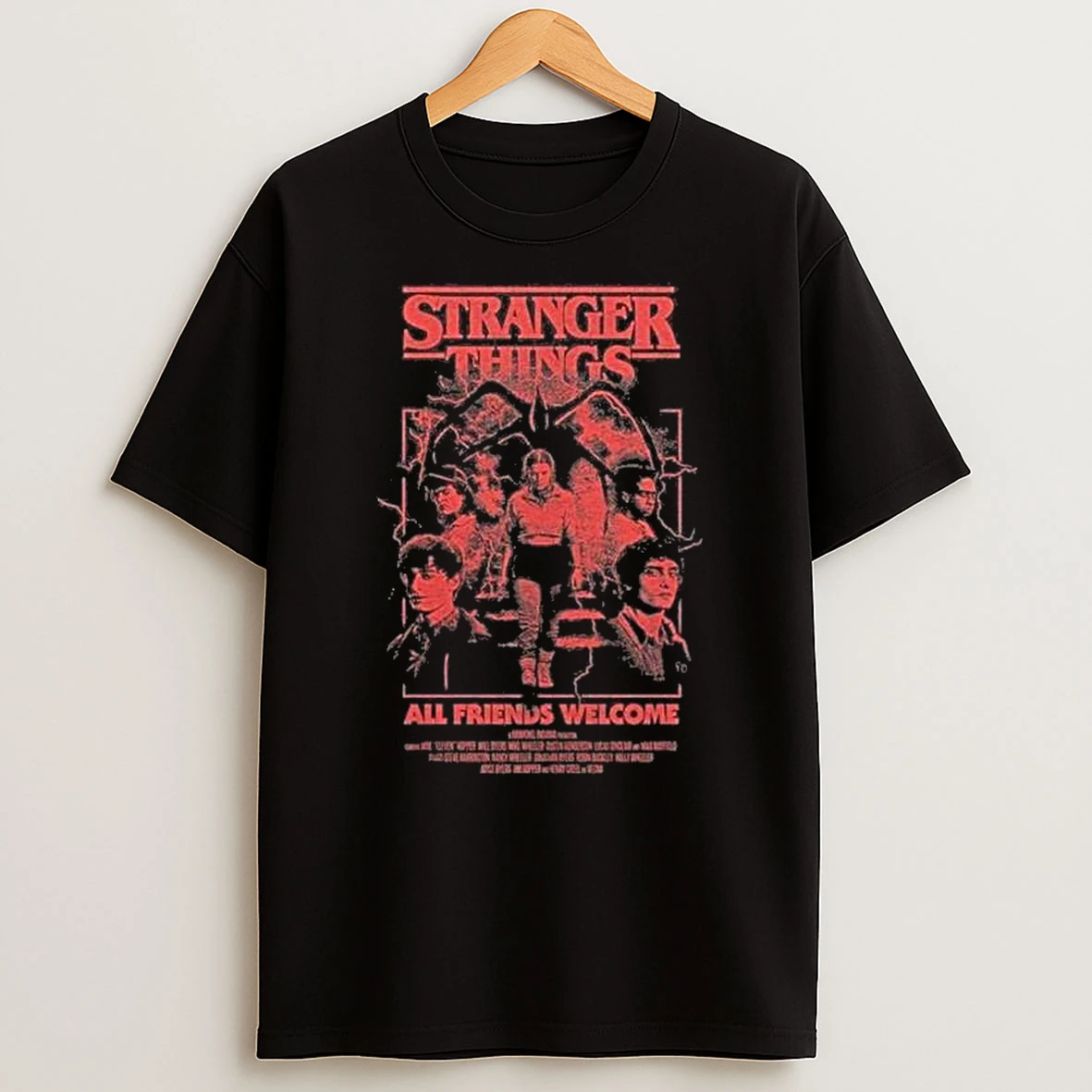Stranger Things Black 5 All Friends Welcome Shirts