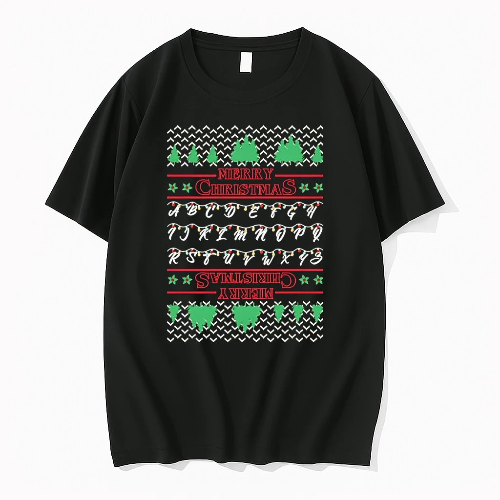 Stranger Things Alphabet Upsdie Down Merry Christmas Shirts