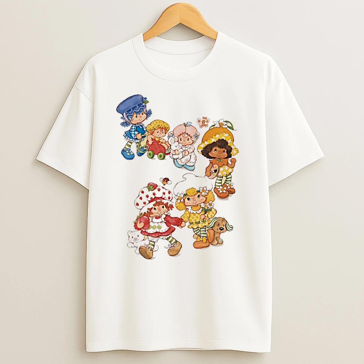 Strawberry Shortcake Group Boyfriend Fit Girls T Shirts