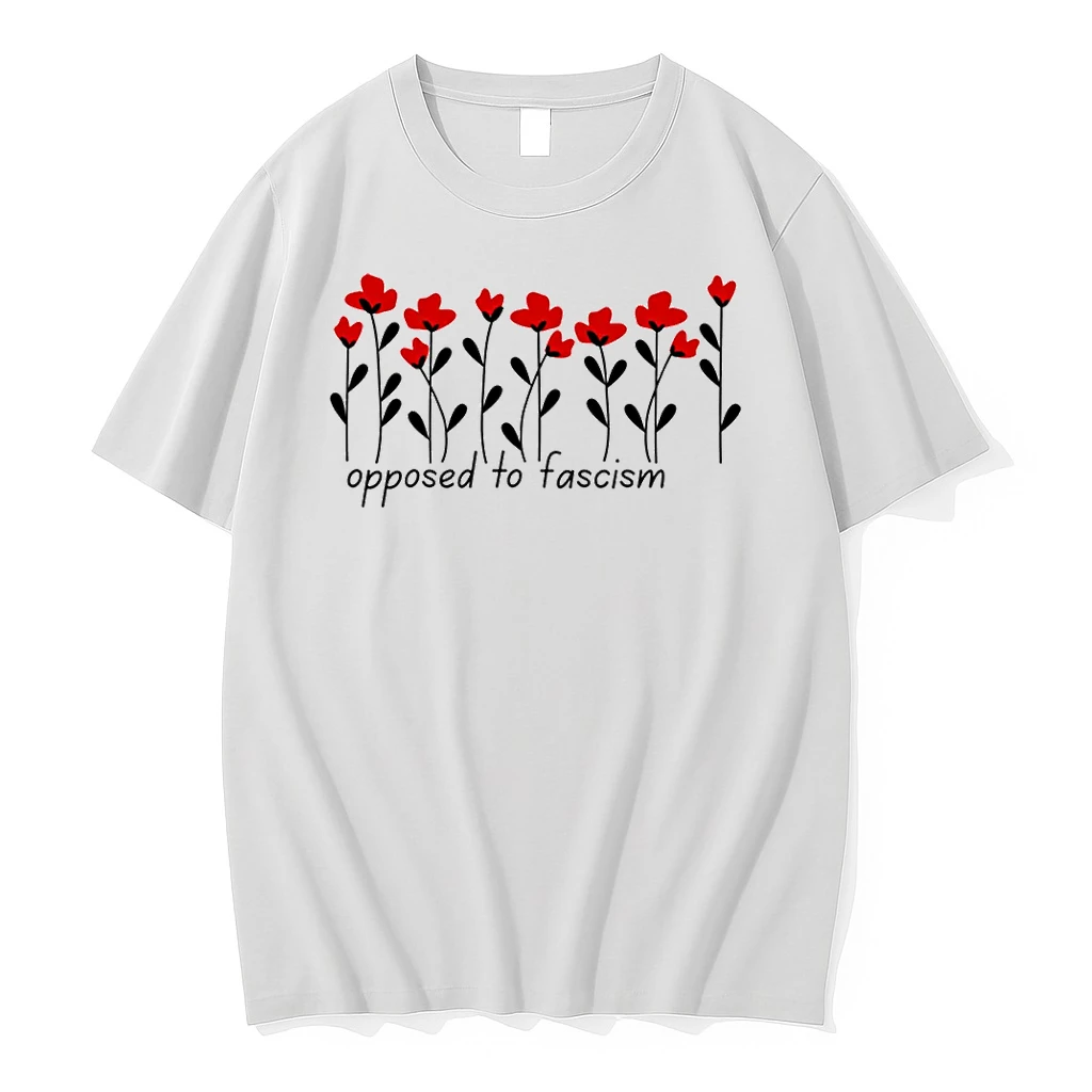 Subtle Flower Theme Opposed To Fascism Shirts