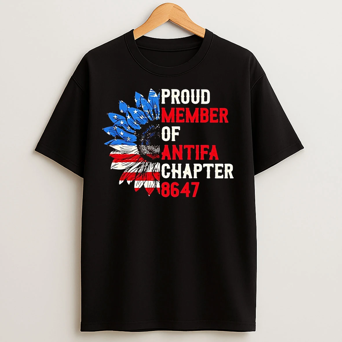 Sunflower Us Flag Proud Member Of Antifa Chapter 8647 T Shirts