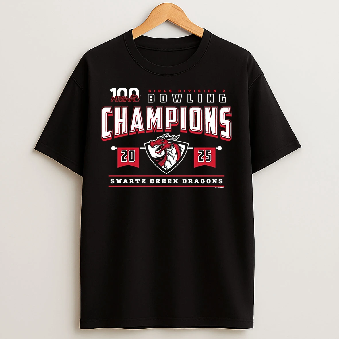 Swartz Creek Dragons 2025 Girls Bowling D2 Champions T Shirts