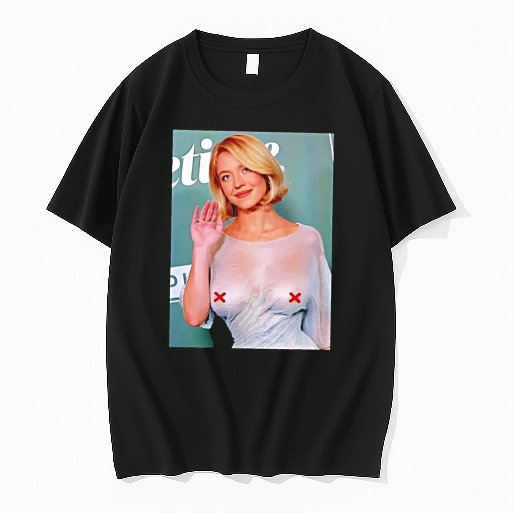 Sydney Sweeney See Thru Glamorous Wet Photo Shirts