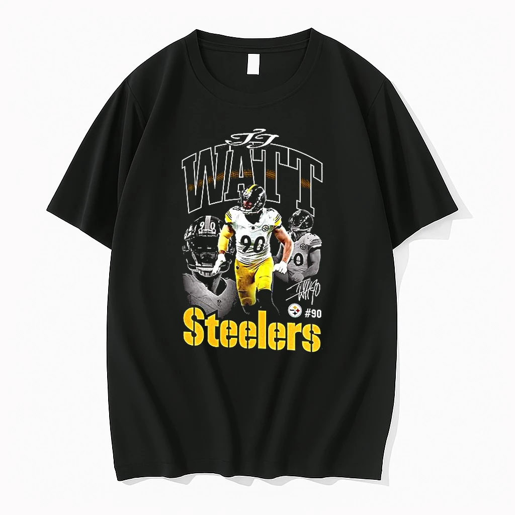 T J Watt Pittsburgh Steelers Football Name And Number 90 Signature Graphic Shirts
