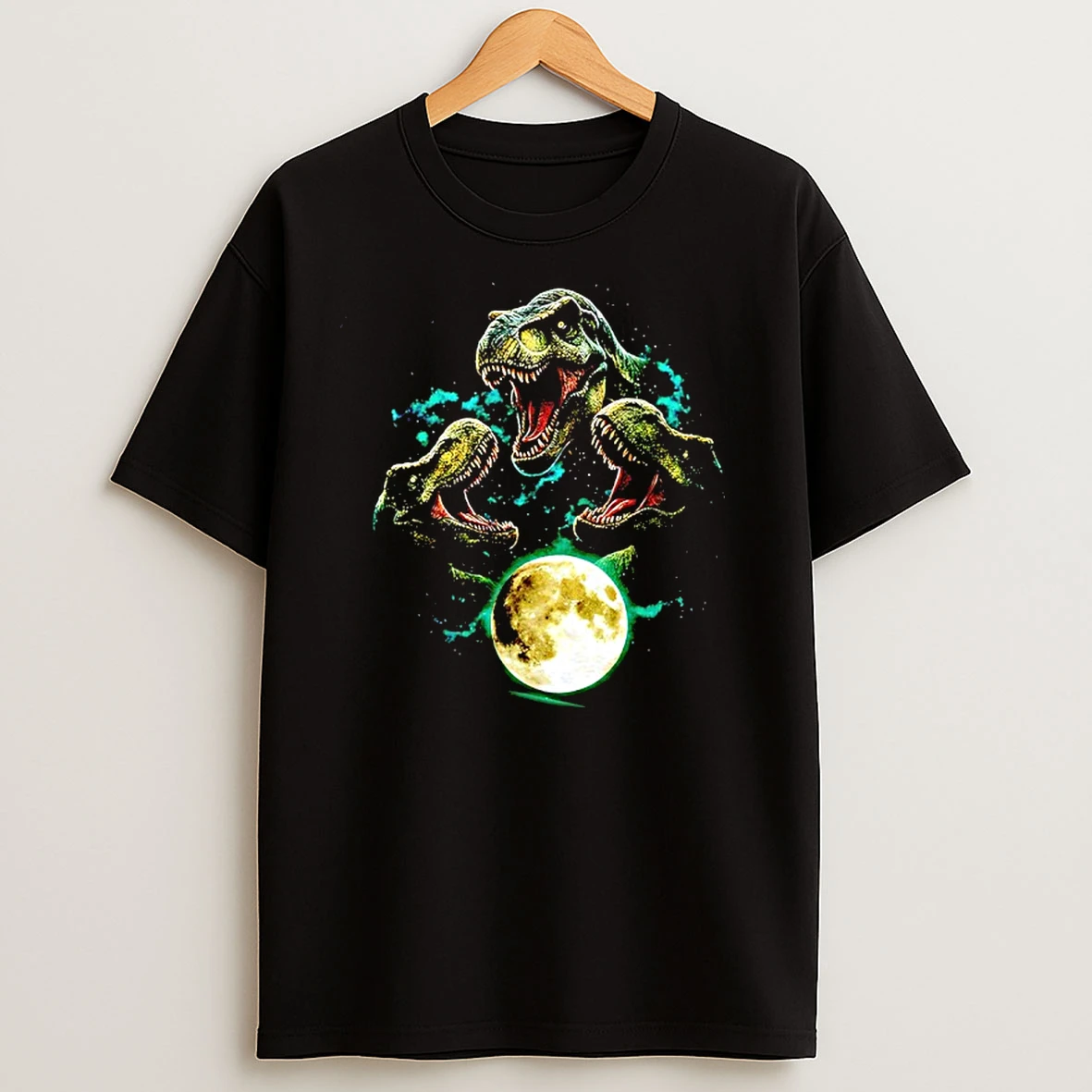 Trex Jurassic Dinosaur Moon T Shirts