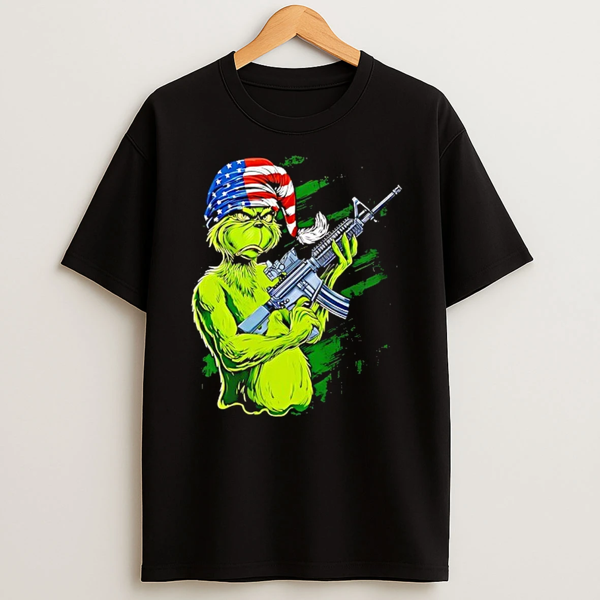 Tactical Grinch Holding Rifle Ar 15 American Hat Shirts