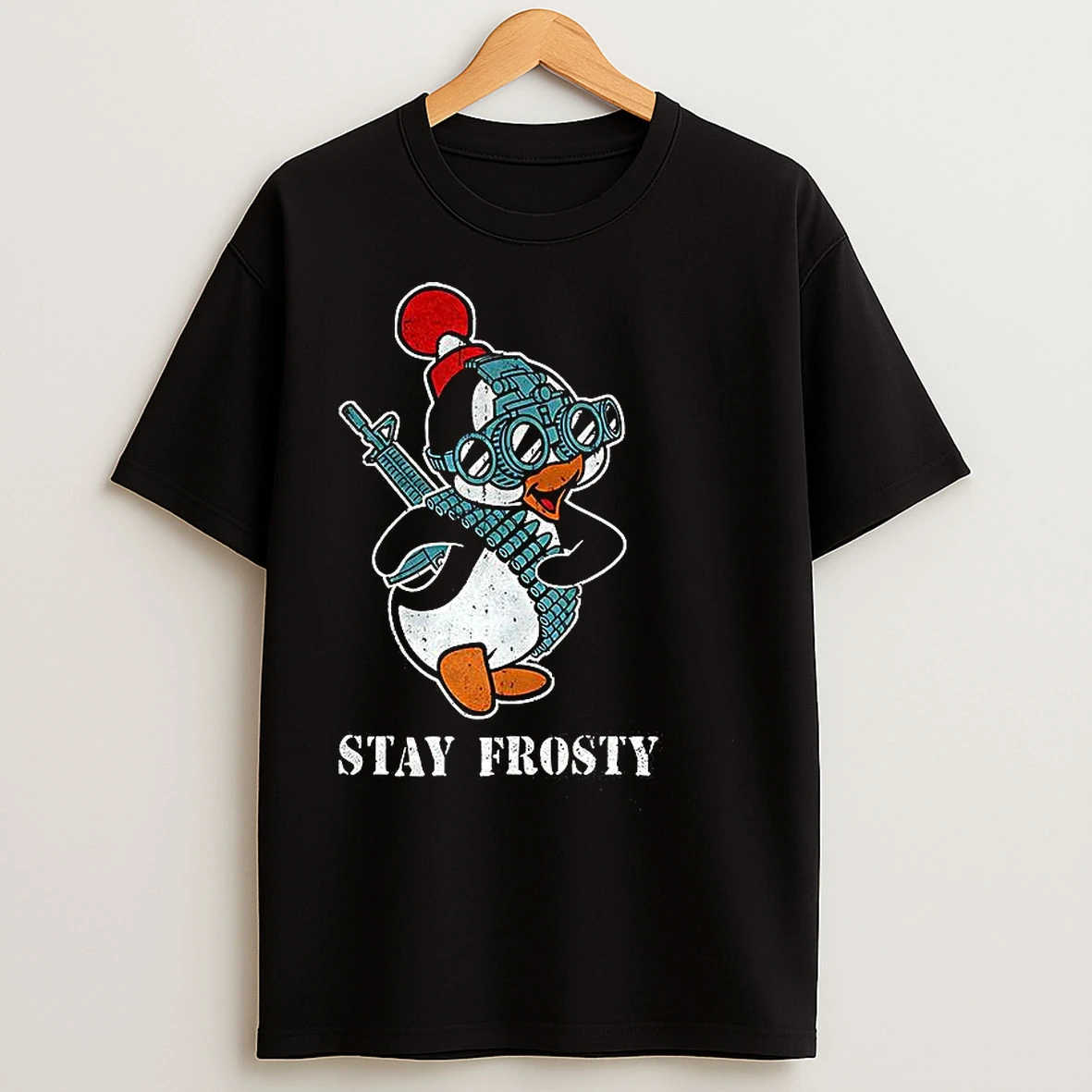 Tactical Penguin Stay Frosty Funny T Shirts