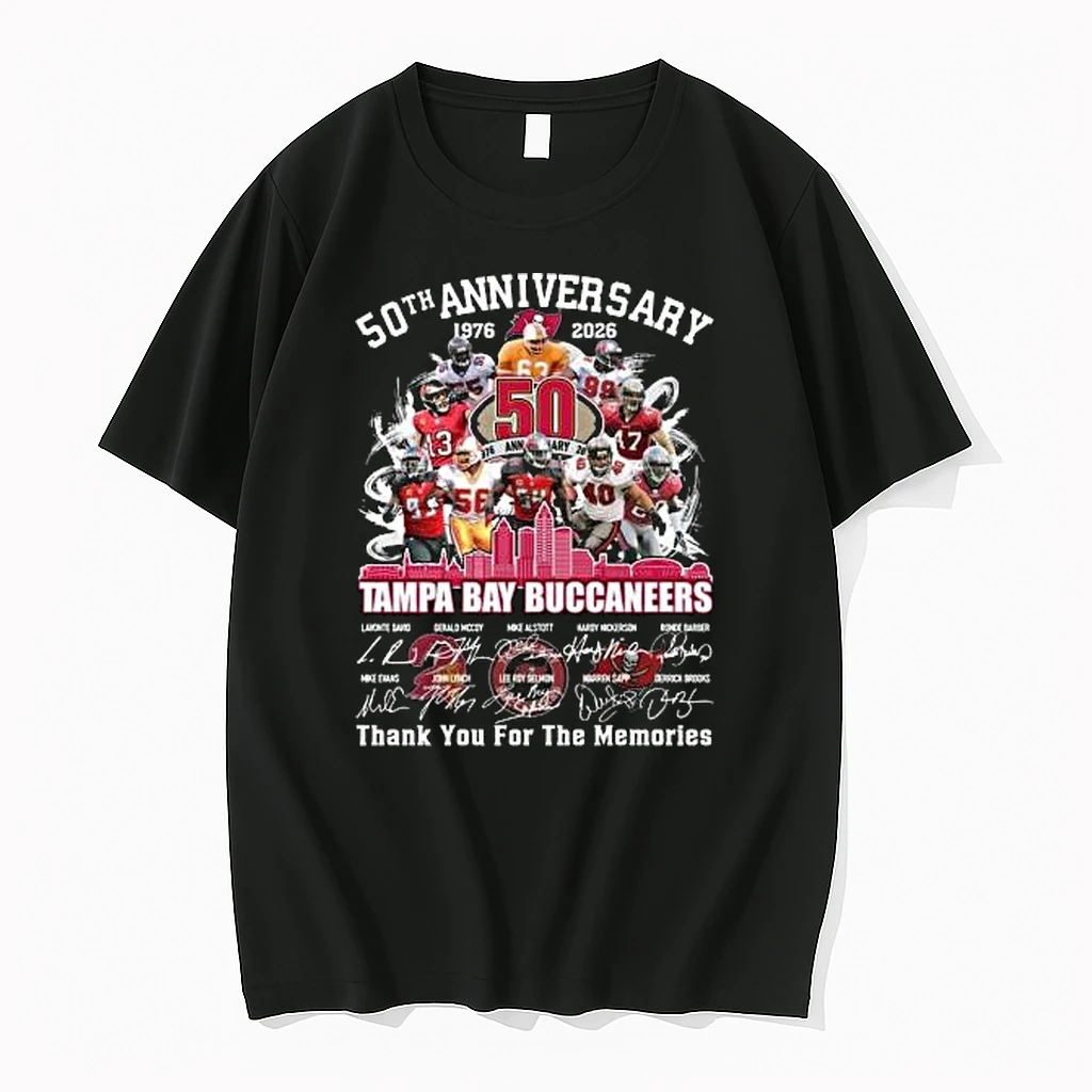 Tampa Bay Buccaneers 50th Anniversary 1976 2026 Players Signatures Thank You For The Memories Shirts