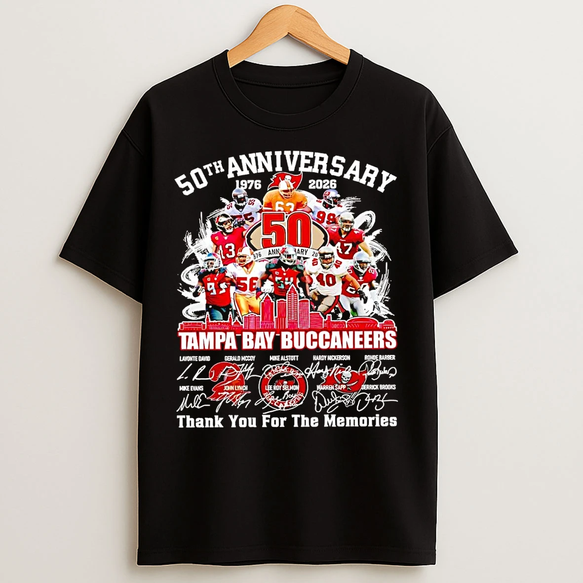 Tampa Bay Buccaneers 50th Anniversary 1976 2026 Team Players T Shirts