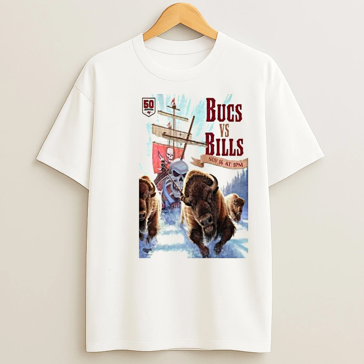 Tampa Bay Buccaneers X Buffalo Bills Highmark Stadium Nov 16 2025 Circle White T Shirts