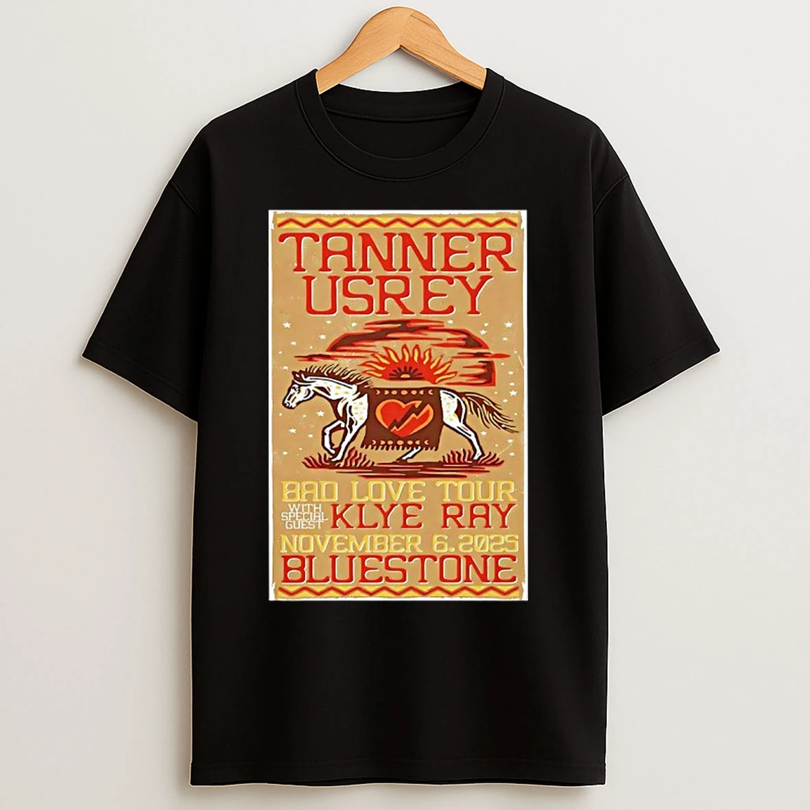 Tanner Usrey Bad Love Tour Hom Special Guest Klye Ray November 6 2025 Bluestoner T Shirts
