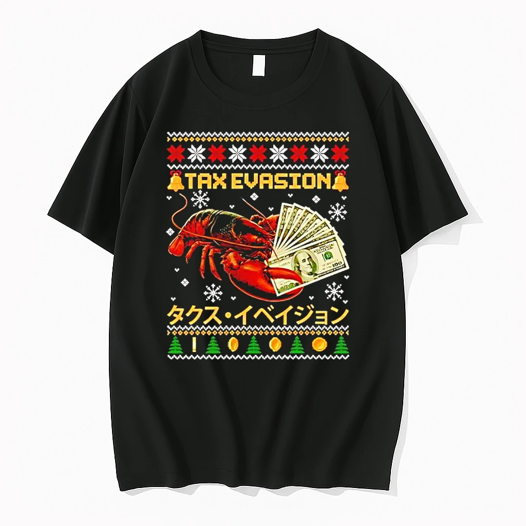 Tax Evasion Lobster Ugly Christmas Black Shirts