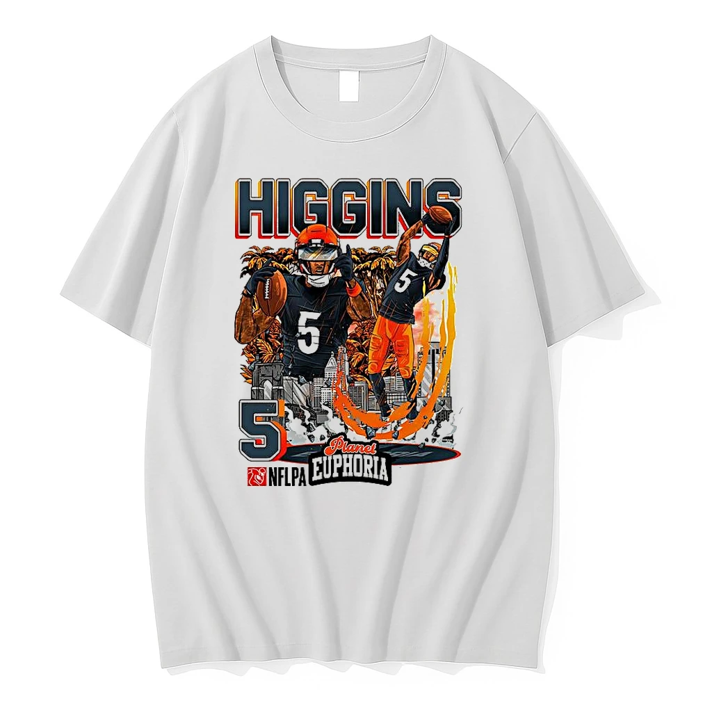 Tee Higgins Cincinnati Bengals Football Number 5 Skyline Cartoon Shirts
