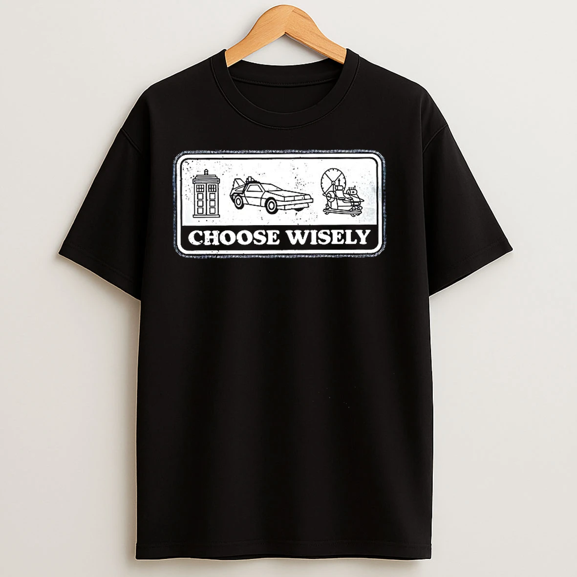 Temporal Dilemma Choose Wissely Tardis Delorean Time Machine T Shirts