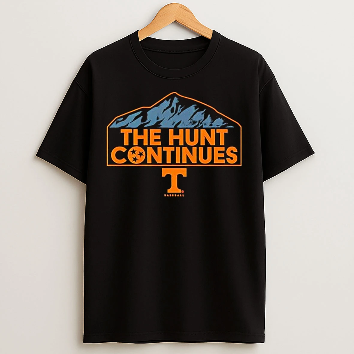 Tennessee Baseball The Hunt Continues Mountain Logo T Shirts