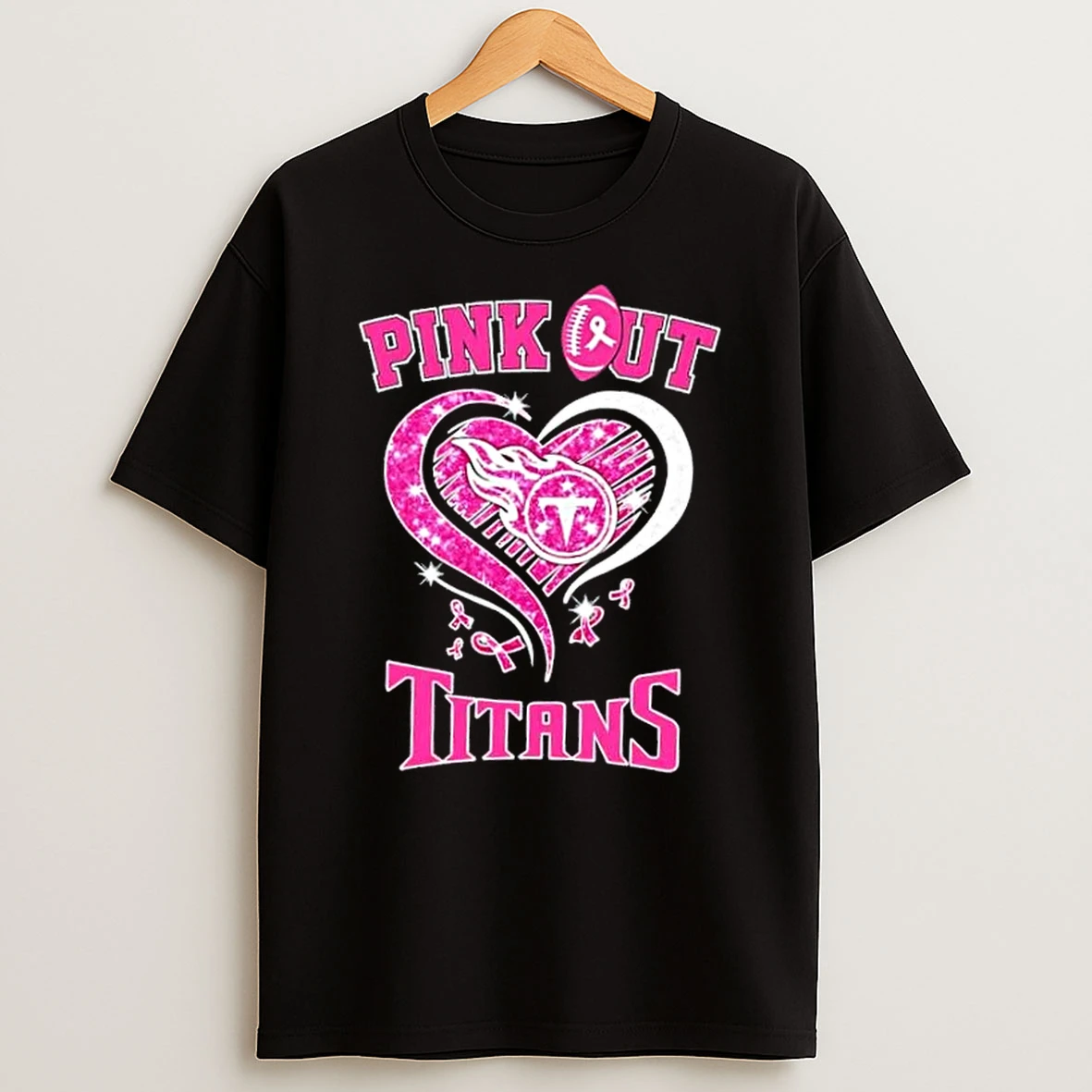 Tennessee Titans Football X Pink Out Hearts Shirts