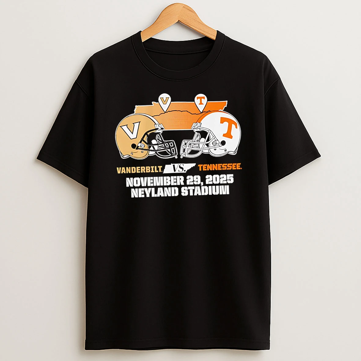 Tennessee Volunteers And Vanderbilt Commodores Helmets 2025 Matchup Shirts