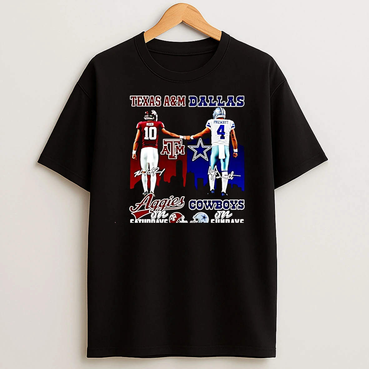Texas Am Aggie On Saturdays And Dallas Cowboys Dak Prescott On Sundays Christmas T Shirts