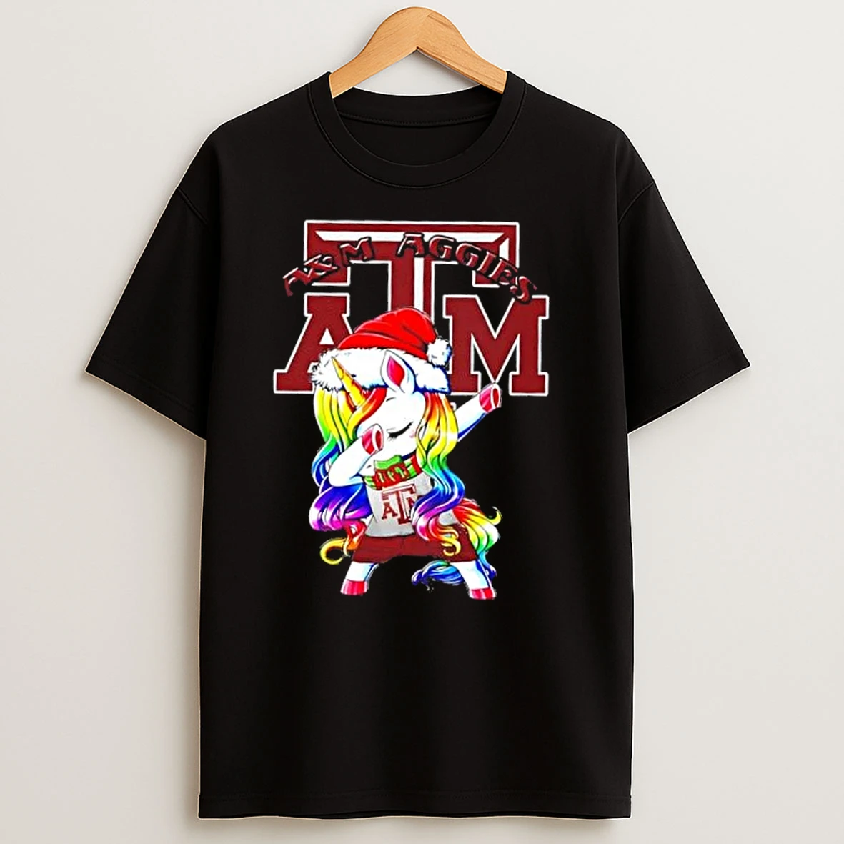 Texas Am Aggies Football X Unicorn Santa Hat Dabbing Merry Christmas T Shirts