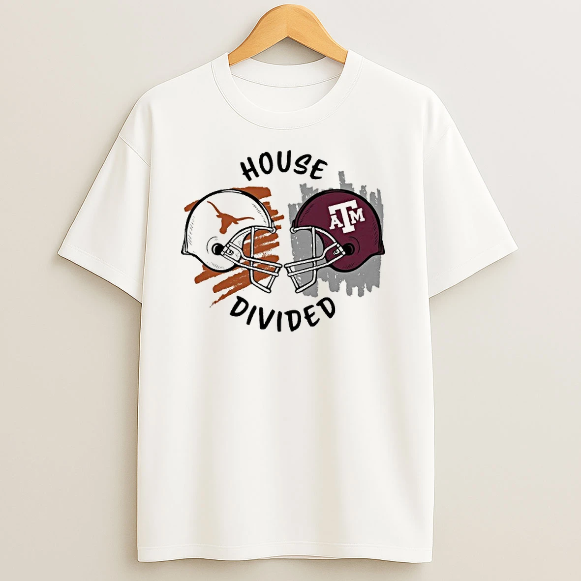 Texas Am Aggies Vs Texas Longhorns House Divided Helmet T Shirts