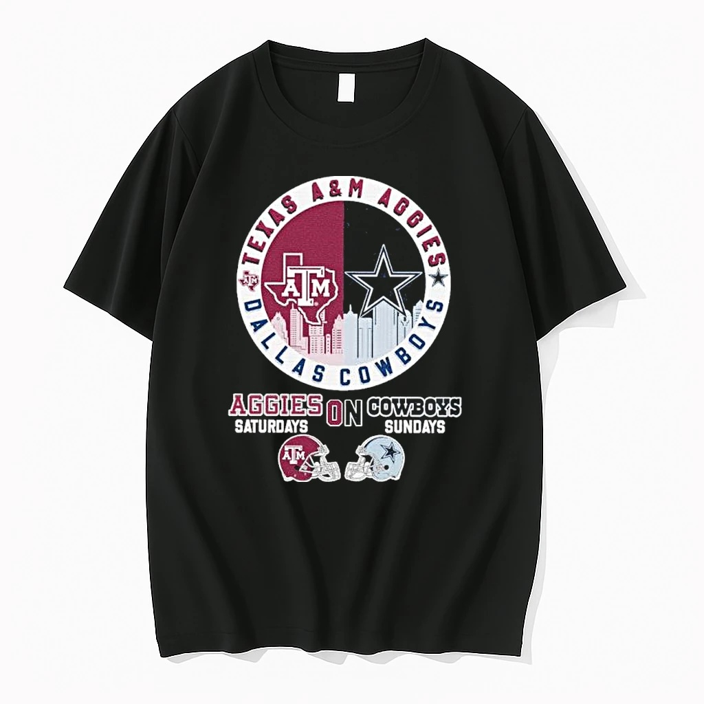 Texas Am And Cowboys On Saturdays On Sundays Logo Shirts