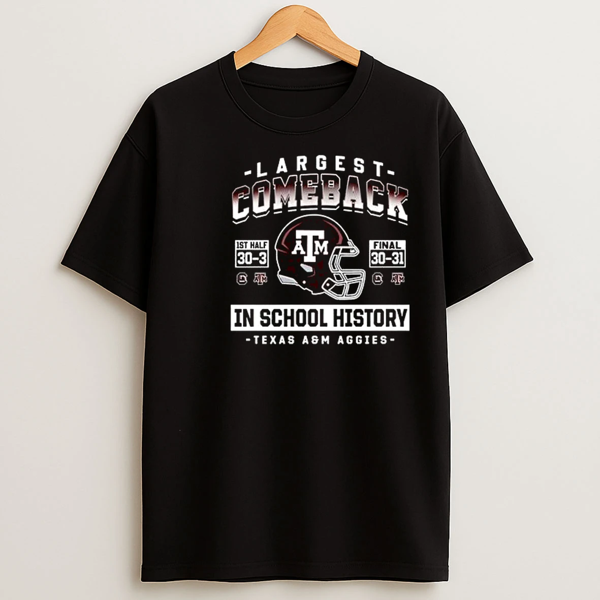 Texas Am Aggies Largest Comeback In School History 2025 Circle Black T Shirts