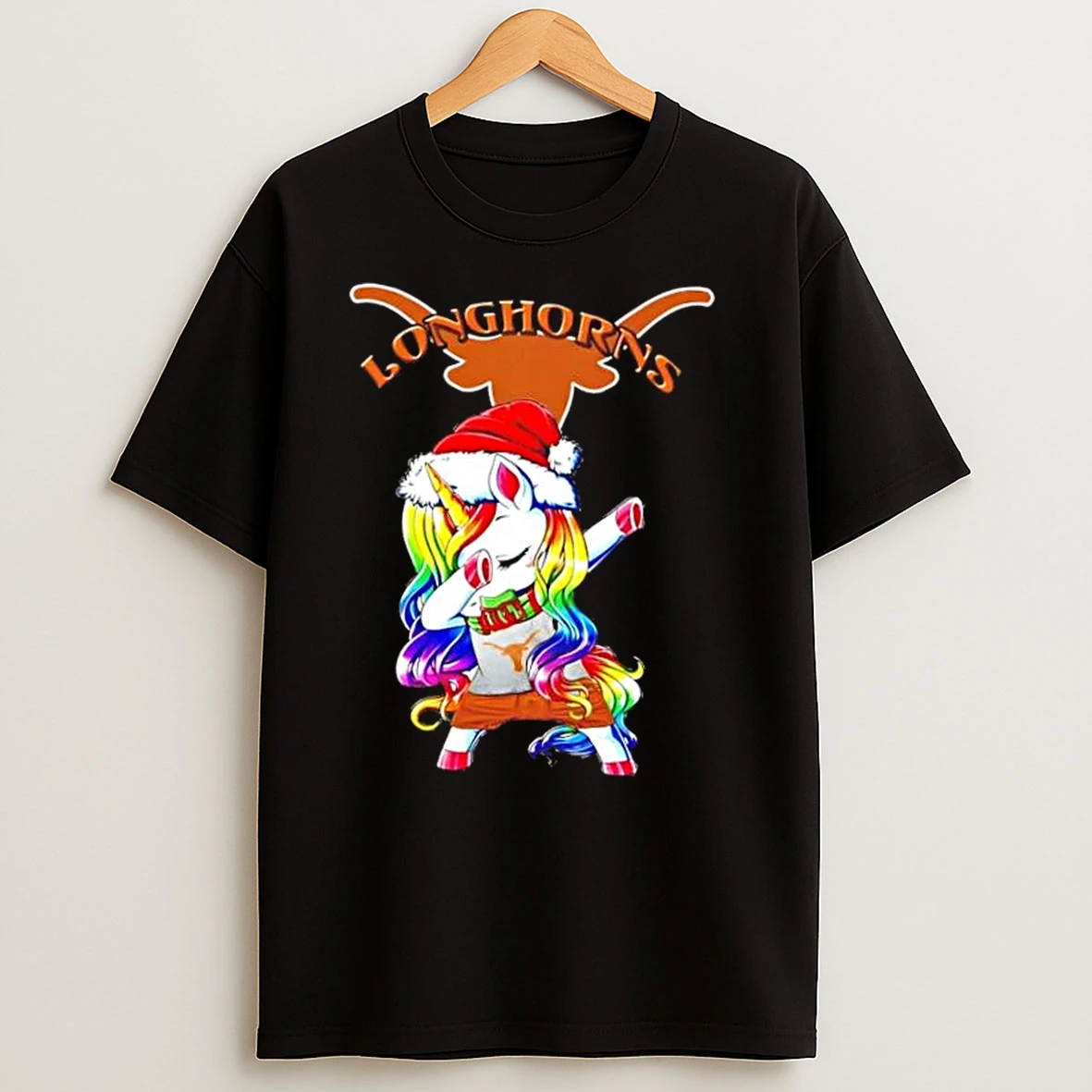 Texas Longhorns Football X Unicorn Santa Hat Dabbing Merry Christmas T Shirts