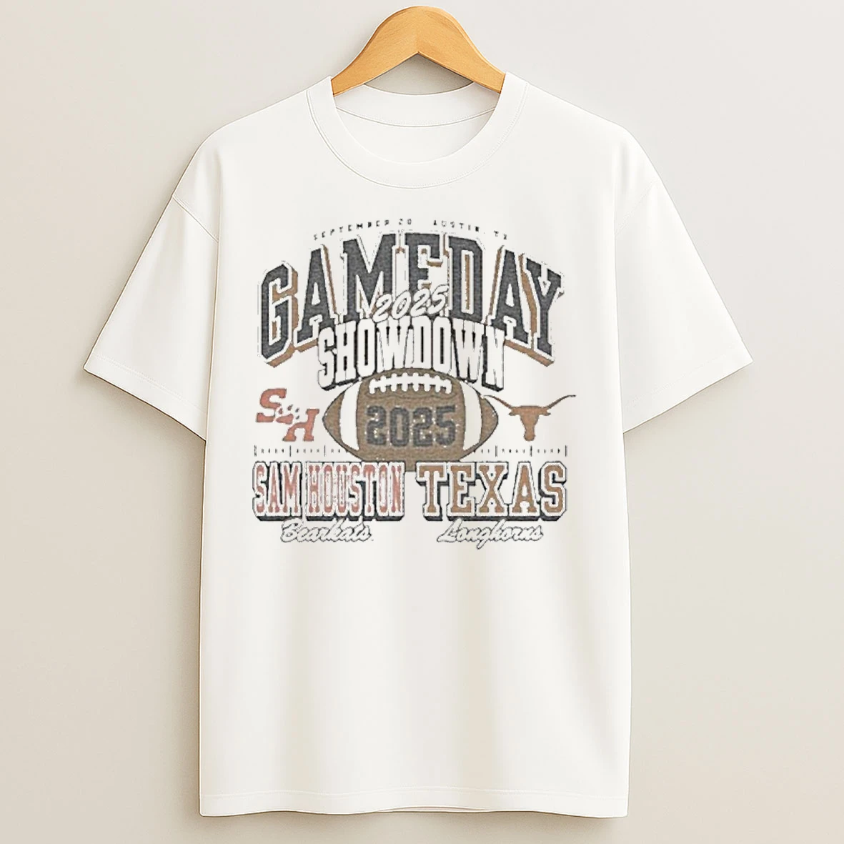 Texas Longhorns Vs Sam Houston State Bearkats 2025 Gameday Showdown Football T Shirts