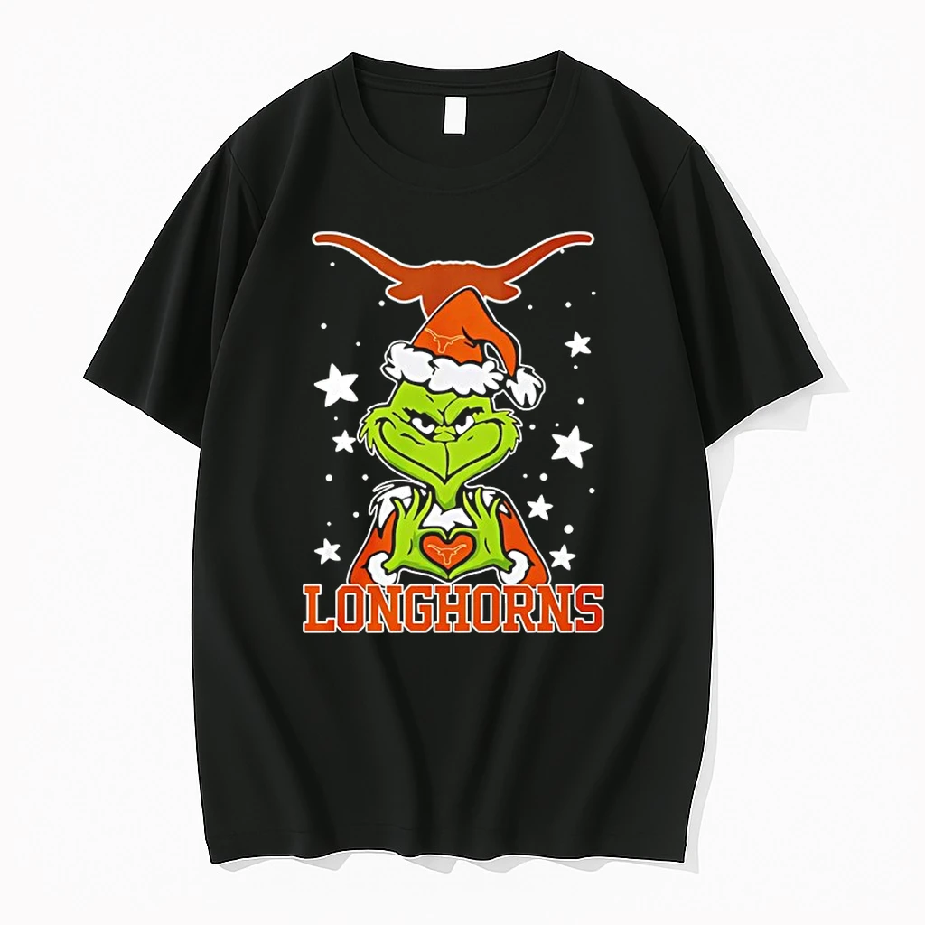 Texas Longhorns Love Grinch Heart Hand Christmas 2025 Shirts