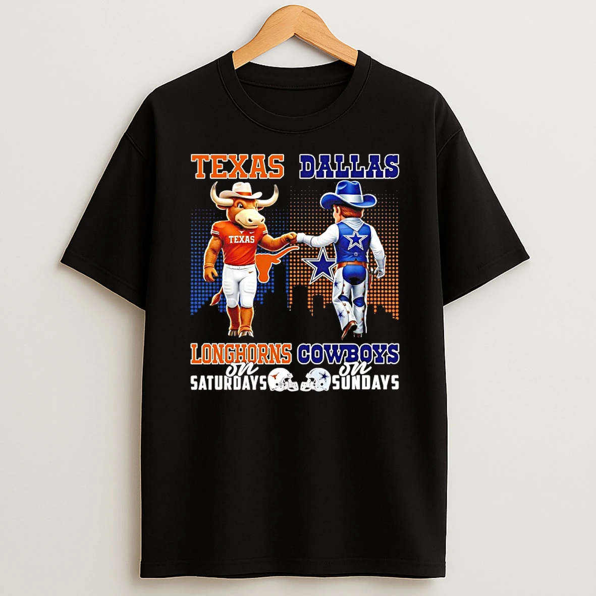 Texas Longhorns On Saturday And Dallas Cowboys On Sundays Mascot Shirts