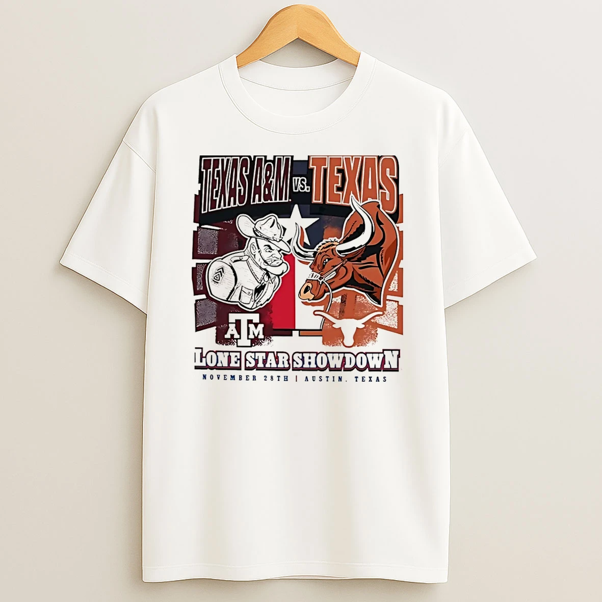 Texas Longhorns Vs Texas Am 2025 Lone Star Showdown Mascot Shirts