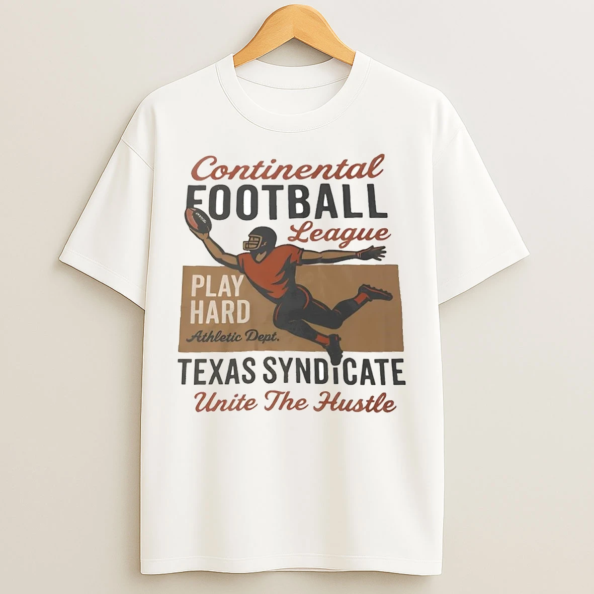 Texas Syndicate Play Hard Athletic Dept Continental Football League T Shirts