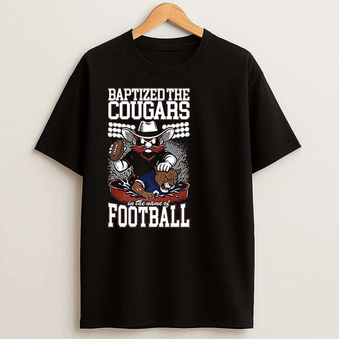 Texas Tech Red Raiders Vs Byu Cougars Baptized The Cougars T Shirts