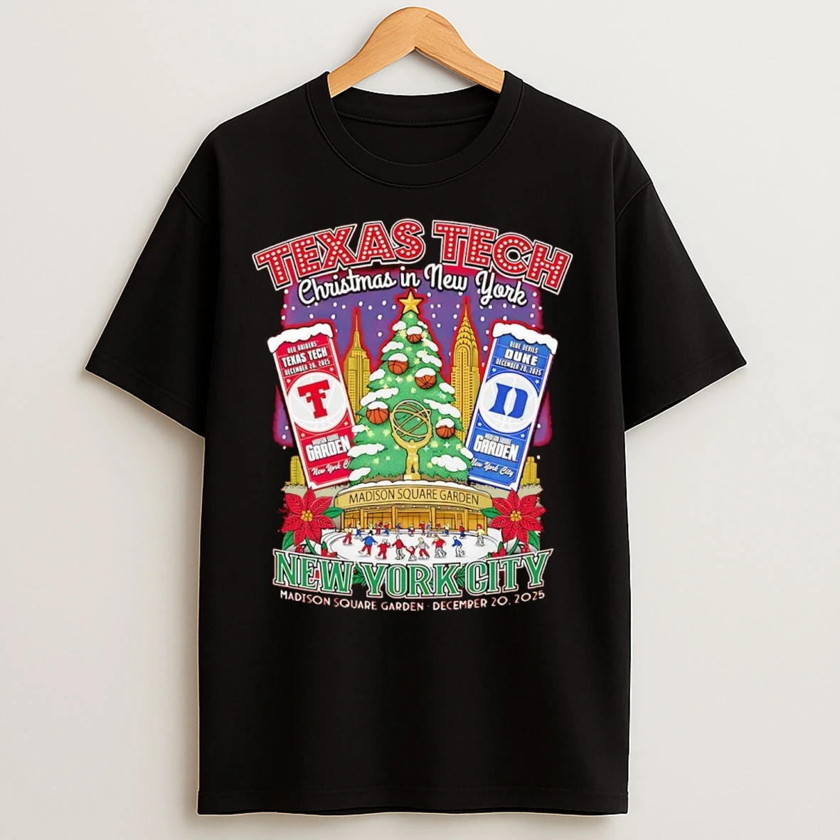 Texas Tech Red Raiders Vs Duke Blue Devils 2025 Christmas In New York T Shirts