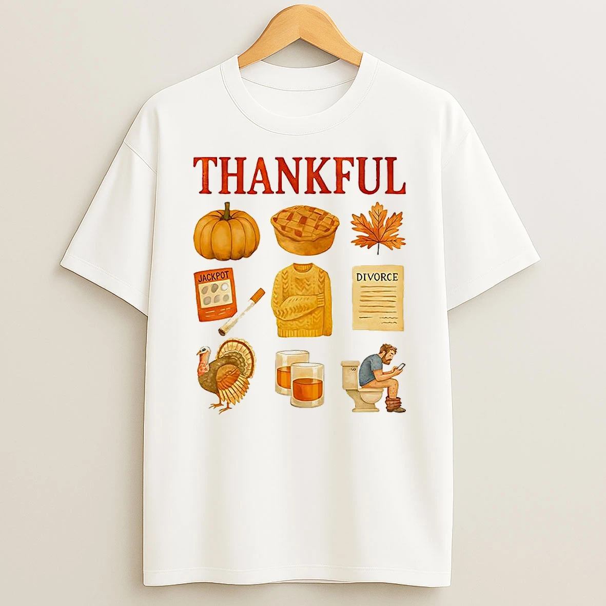 Thankful Traditional Symbols Of Thanksgiving Caricature Shirts