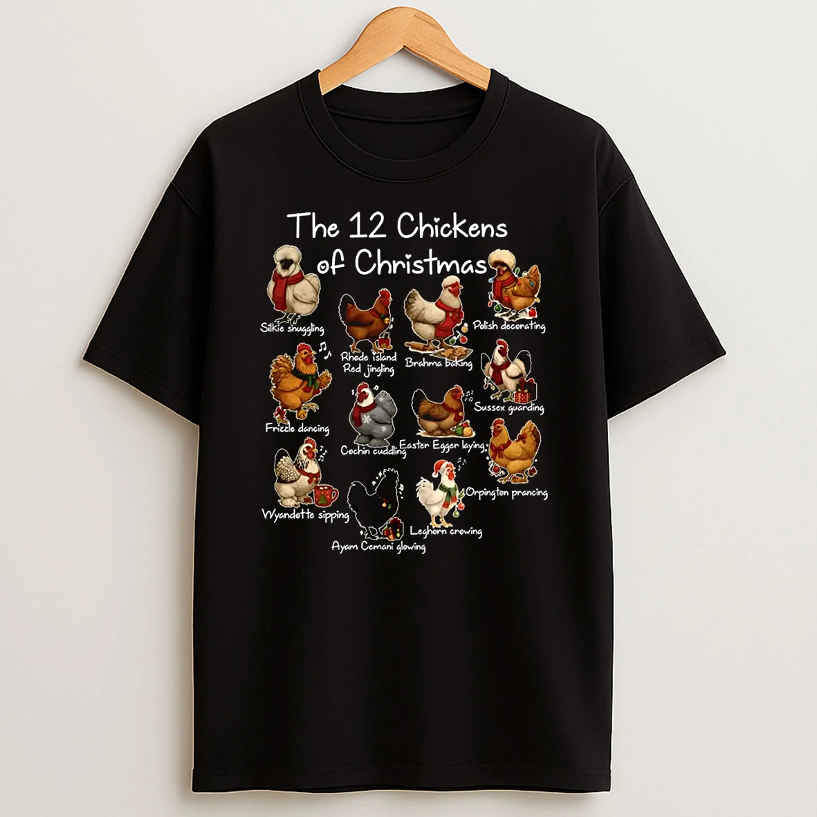 The 12 Chickens Of Christmas Farm Animal Cute Xmas Holiday Shirts