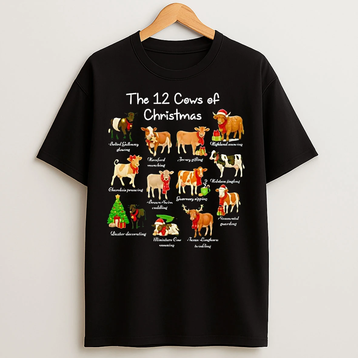 The 12 Cows Of Christmas T Shirts