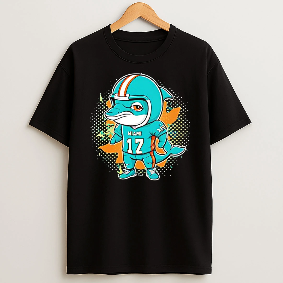 The Dolphins Miami Dolphins Football Cartoon Black Shirts