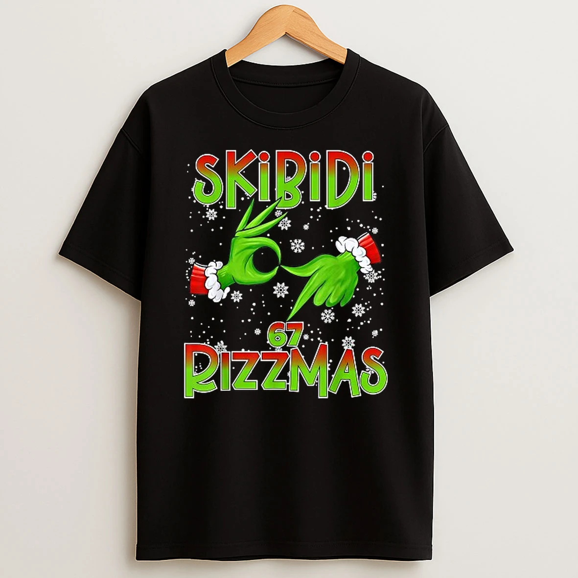 The Grinch 6 7 Christmas Skibidi Rizzmas 67 Holiday Hands Shirts